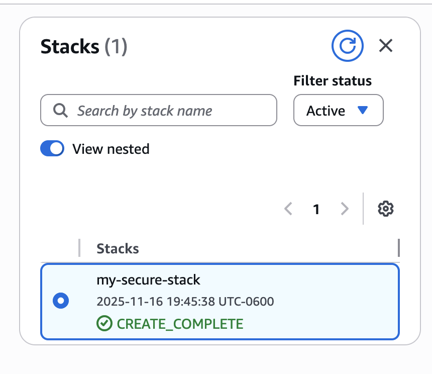 CloudFormation stack deployed successfully